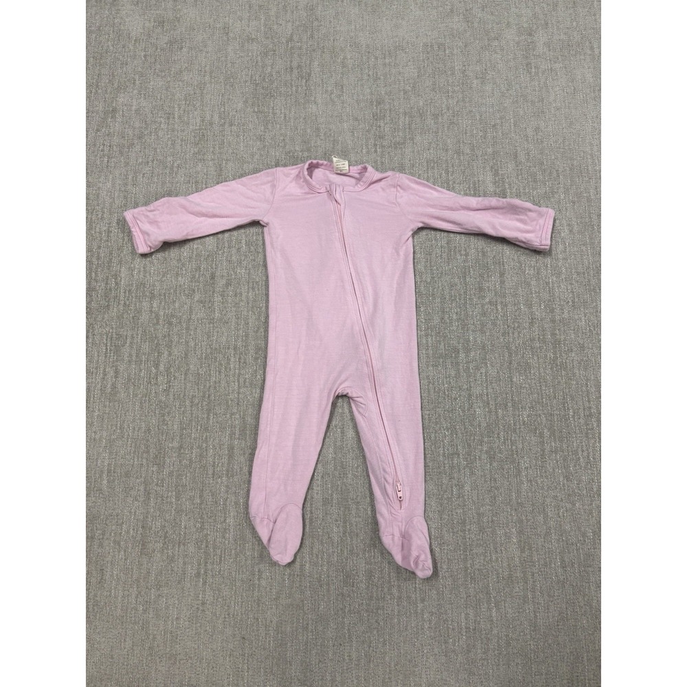 Kate Quinn Solid Pink Floral Bamboo Zippy Footie Size 0-3 Months Pajama